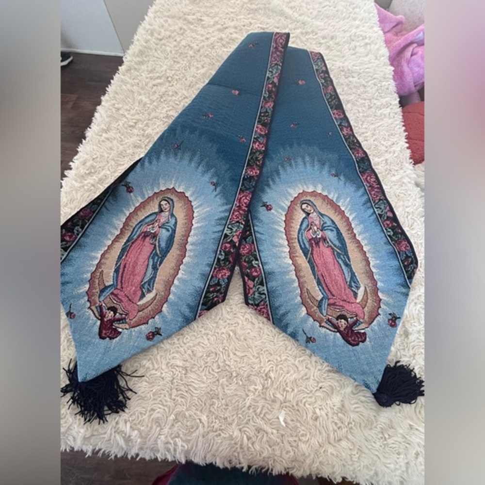 Blue‎ and Pink Religious Table Runner